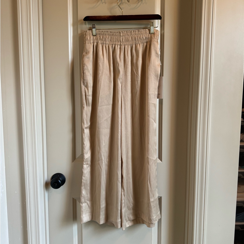 Joie Crepe Satin Wide Leg Trouser Palazzo High Rise Pants